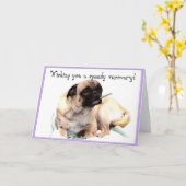 Wir wünschen Ihnen eine schnelle Erholung Mops Gru Karte (Gelbe Blume)