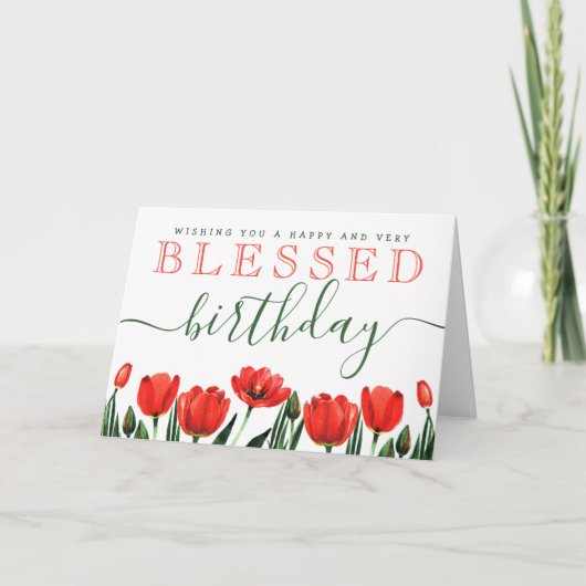 Wir wünschen Ihnen einen BLESSED Geburtstag Dankeskarte (Vorderseite)