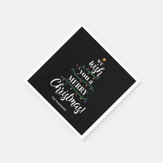 Wir wünschen Ihnen einen frohen Weihnachtsbaum Per Serviette (Ecke)