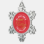 Wir wünschen Ihnen einen frohen Weihnachtsfest-Ind Schneeflocken Zinn-Ornament (Rechts)