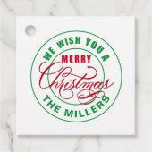 Wir wünschen Ihnen einen fröhlichen, maßgeschneide Geschenkanhänger (Vorderseite)