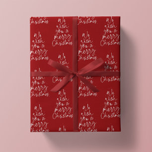 Wir wünschen Ihnen einen fröhlichen Weihnachts-Rot Geschenkpapier