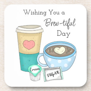 Wir wünschen Ihnen einen schönen Tag   Kaffeepuppe Getränkeuntersetzer