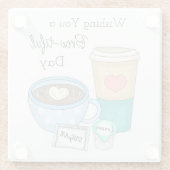 Wir wünschen Ihnen einen schönen Tag | Kaffeepuppe Glasuntersetzer (Rückseite)