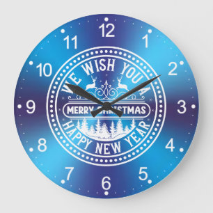 Wir wünschen Ihnen frohe Weihnachten glücklich Neu Große Wanduhr