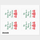 Wir wünschen Ihnen frohe Weihnachten Rechteckiger Aufkleber (Blatt)