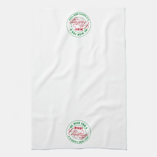 Wir wünschen Ihnen frohe Weihnachten rot und grün Geschirrtuch (Vertikal)