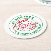 Wir wünschen Ihnen frohe Weihnachten rot und grün Runder Pappuntersetzer (Angewinkelt)