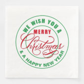 Wir wünschen Ihnen frohe Weihnachten rot und grün Serviette (Vorderseite)