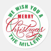 Wir wünschen Ihnen frohe Weihnachten Runder Aufkleber (Vorderseite)
