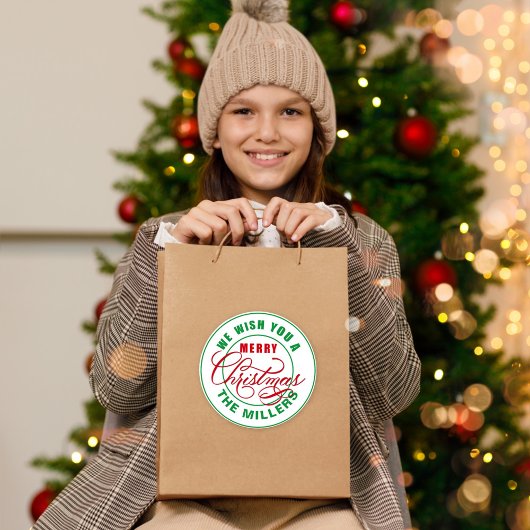 Wir wünschen Ihnen frohe Weihnachten Runder Aufkleber