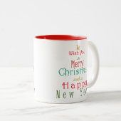 "Wir wünschen Ihnen frohe Weihnachten" Zweifarbige Tasse (VorderseiteRechts)