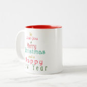 "Wir wünschen Ihnen frohe Weihnachten" Zweifarbige Tasse (Vorderseite Links)