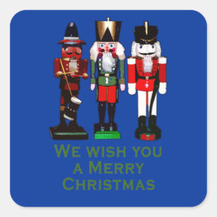 Wir wünschen Ihnen frohen Weihnacht-Nussknacker Quadratischer Aufkleber