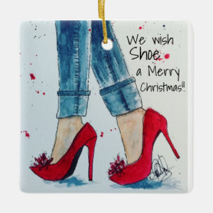 Wir wünschen Schuh eine frohe Weihnacht-Verzierun Keramikornament
