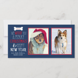 Wir würden dir eine frohe Weihnachts-Hund-Fotokart Feiertagskarte