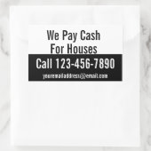 Wir zahlen Geld für Häuser schwarz und weiß Werbun Rechteckiger Aufkleber (Tasche)