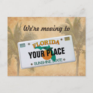 Wir ziehen auf Florida um Ankündigungspostkarte