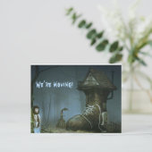 Wir ziehen die Ankündigung des Spuk Schuhhauses um Postkarte (Stehend Vorderseite)