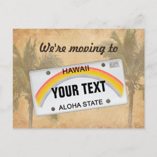 Wir ziehen nach Hawaii (anpassbar) LicensePlate Ankündigungspostkarte