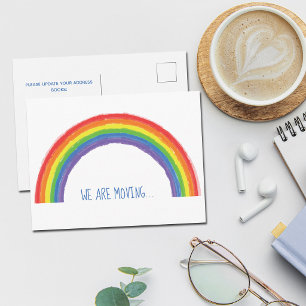 Wir ziehen um Regenbogen Adressänderung Umzug Postkarte
