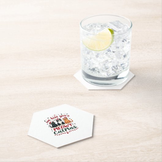 Wir zischen Ihnen ein Meowy Catmas Lustige Katze W Untersetzer (Vor Ort)