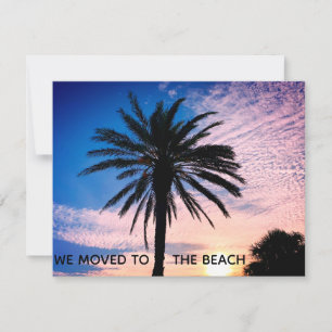 Wir zogen an den Strand Palmen-Foto Umzug ins neue Ankündigung