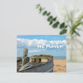 Wir zogen - Fischerboot, Blue Sky, Strand, Wolken Ankündigungspostkarte (Stehend Vorderseite)
