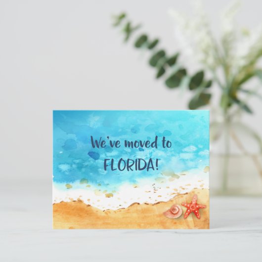 Wir zogen nach Florida Beach Ankündigungspostkarte (Stehend Vorderseite)