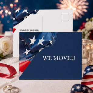Wir zogen um Neue Adresse Amerikanische Flagge Pos Postkarte
