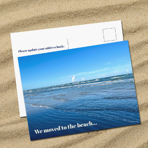 Wir zogen zum Strand neue Zuhause-Adresse bewegen Postkarte