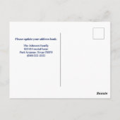 Wir zogen zum Strand neue Zuhause-Adresse bewegen Postkarte (Rückseite)