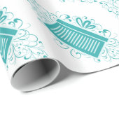 Wirbel aquamariner Feiertage: Umschlagpapier Geschenkpapier (Rolleneckpunkt)