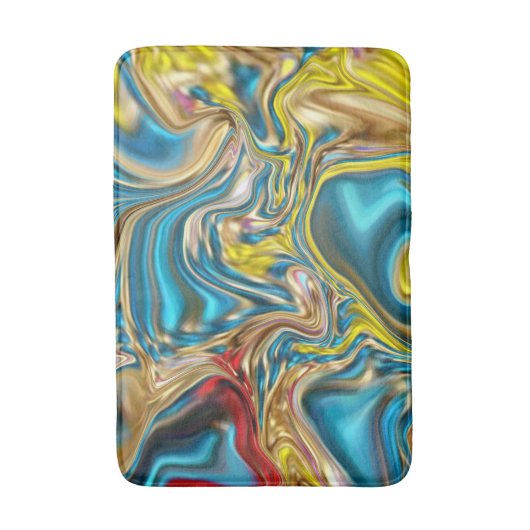 Wirbel aus abstraktem Marmor, aquamarin türkisblau Badematte (Vorderseite Vertikal)