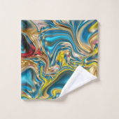 Wirbel aus abstraktem Marmor, aquamarin türkisblau Badhandtuch Set (Waschlappen)