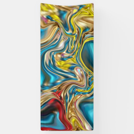 Wirbel aus abstraktem Marmor, aquamarin türkisblau Banner (Vertikal)