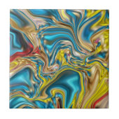 Wirbel aus abstraktem Marmor, aquamarin türkisblau Fliese (Vorderseite)