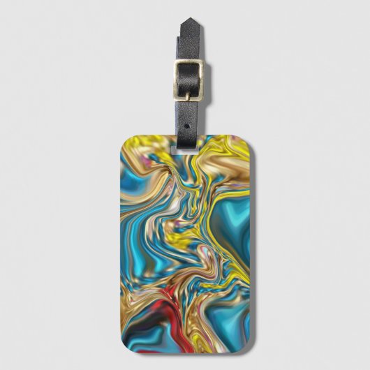 Wirbel aus abstraktem Marmor, aquamarin türkisblau Gepäckanhänger (Vorderseite Vertikal)