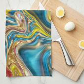 Wirbel aus abstraktem Marmor, aquamarin türkisblau Geschirrtuch (Viertel Falte)