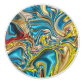 Wirbel aus abstraktem Marmor, aquamarin türkisblau Keramikknauf (Vorderseite)