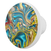 Wirbel aus abstraktem Marmor, aquamarin türkisblau Keramikknauf (Rechts)