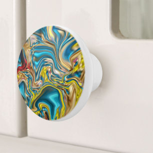 Wirbel aus abstraktem Marmor, aquamarin türkisblau Keramikknauf