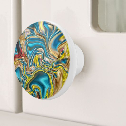 Wirbel aus abstraktem Marmor, aquamarin türkisblau Keramikknauf