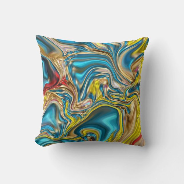 Wirbel aus abstraktem Marmor, aquamarin türkisblau Kissen (Vorderseite)