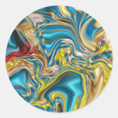 Wirbel aus abstraktem Marmor, aquamarin türkisblau Runder Aufkleber (Vorderseite)
