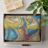 Wirbel aus abstraktem Marmor, aquamarin türkisblau Seidenpapier (Geschenk)