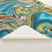 Wirbel aus abstraktem Marmor, aquamarin türkisblau Sherpadecke (3/4)