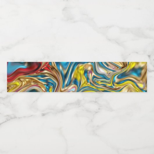 Wirbel aus abstraktem Marmor, aquamarin türkisblau Wasserflaschenetikett (Einzelnes Label)