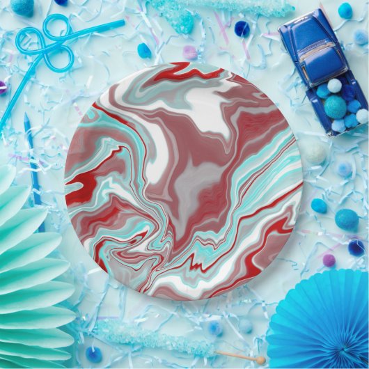 Wirbel aus aquamarinem, burgunischem, rotem und we pappteller (Party)