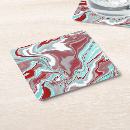 Wirbel aus aquamarinem, burgunischem, rotem und we rechteckiger pappuntersetzer (angewinkelt)